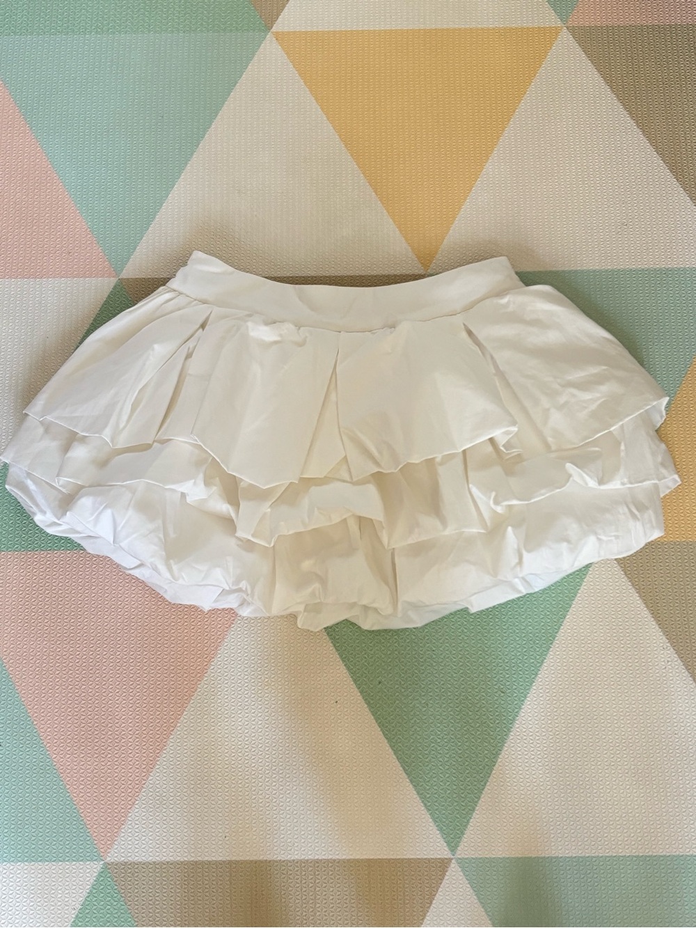Anthropologie White Layered Ruffle Skater Mini Skirt